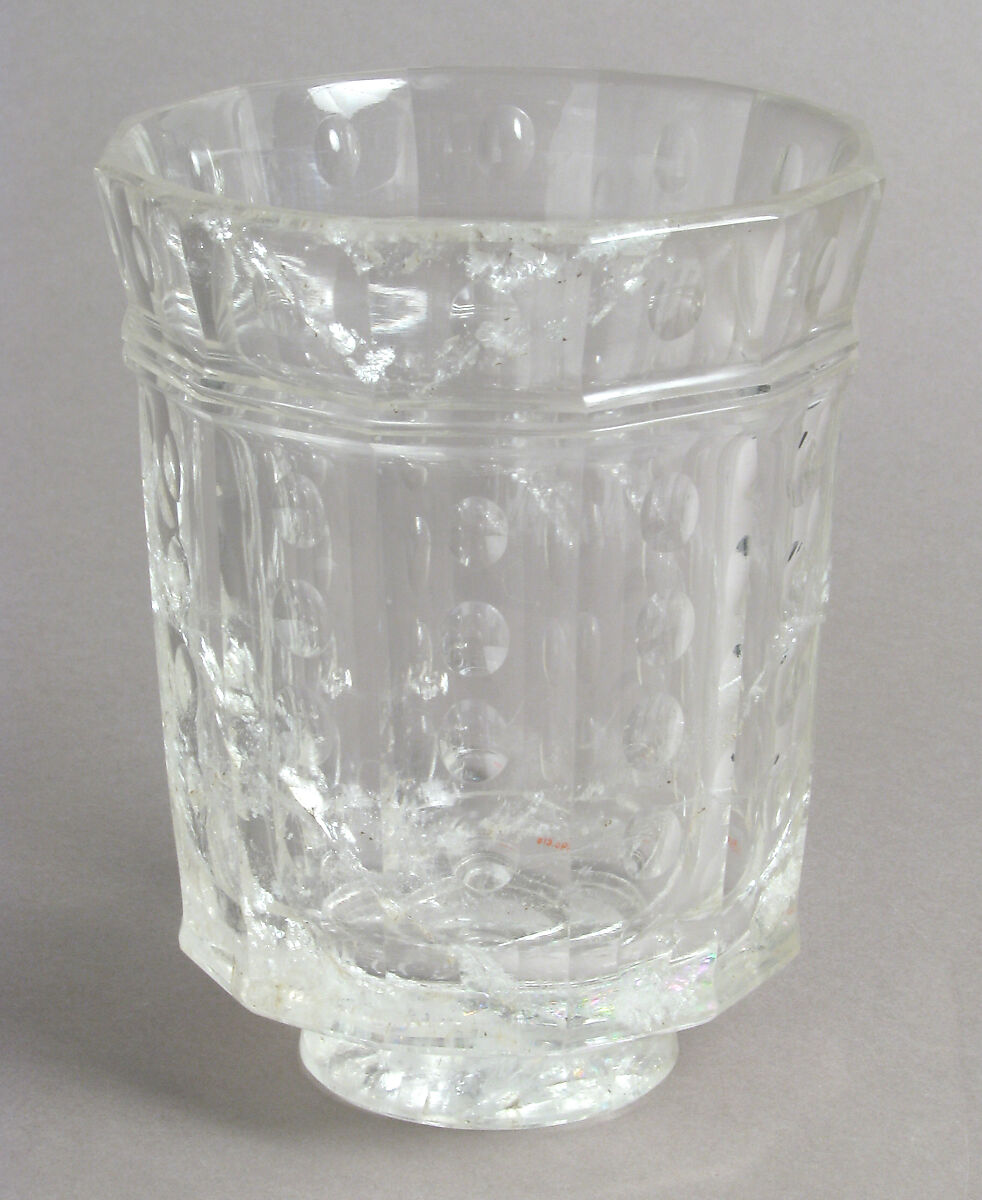 Beaker, Rock crystal, with later gilt silver foot, French