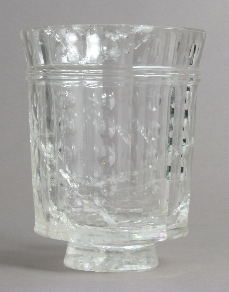 Beaker, Rock crystal, with later gilt silver foot, French