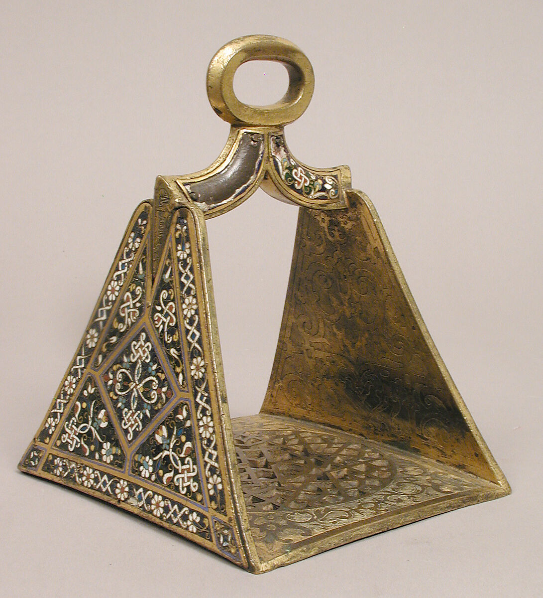 Stirrup, Cloisonné enamel, copper-gilt, Spanish