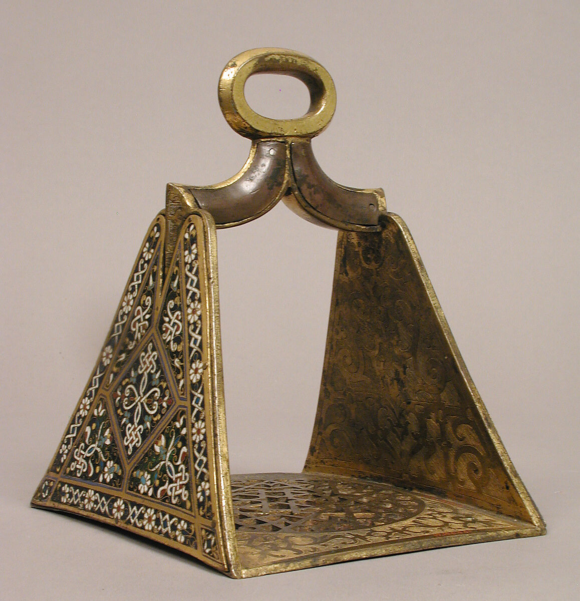 Stirrup, Cloisonné enamel, copper-gilt, Spanish