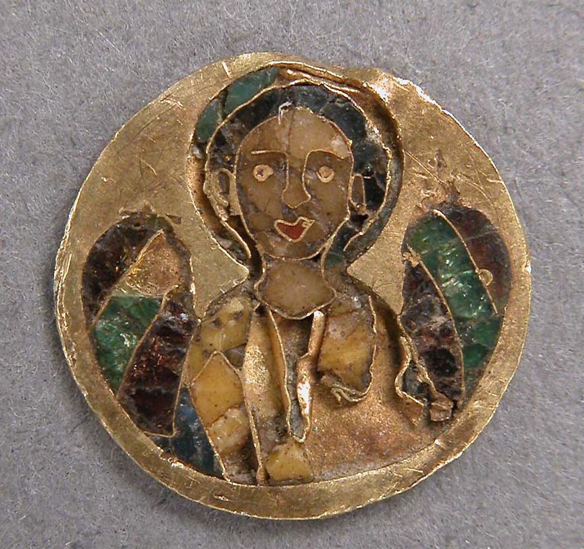 Medallion with an Archangel, Cloisonné enamel, gold, Byzantine 