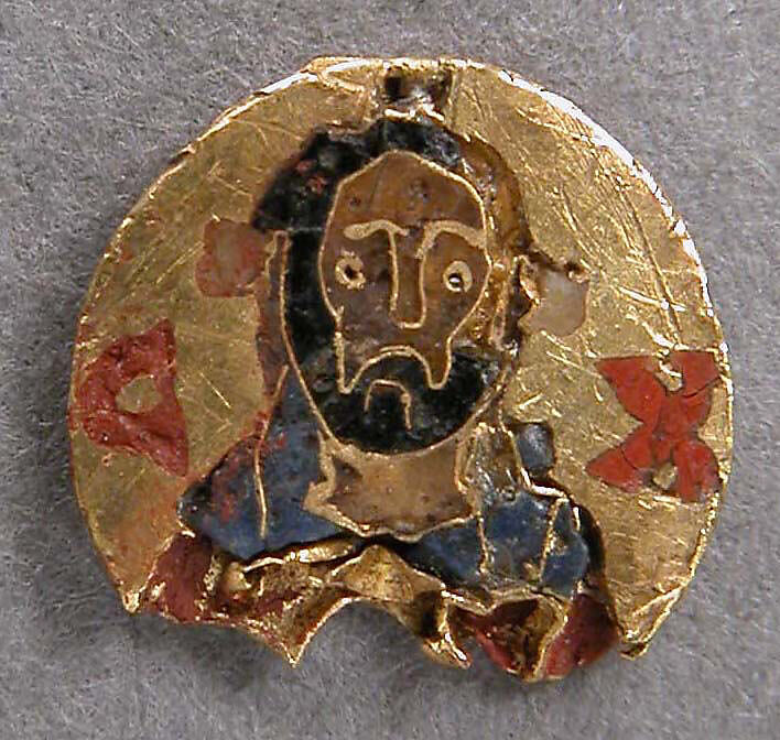 Medallion with Christ, Cloisonné enamel, gold, Byzantine 