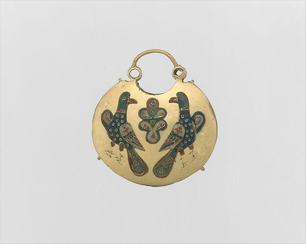 Temple Pendant with Two Birds Flanking a Tree of Life (front) and Geometric and Vegetal Motifs (back)