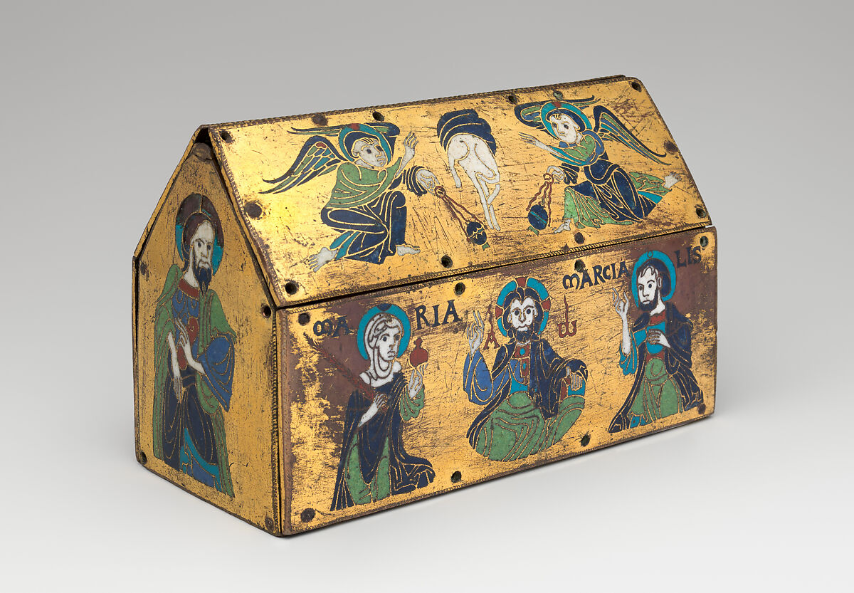 Chasse of Champagnat, Copper: engraved and gilt; champlevé enamel: blue-black, medium blue, turquoise, green, red, and white, French 