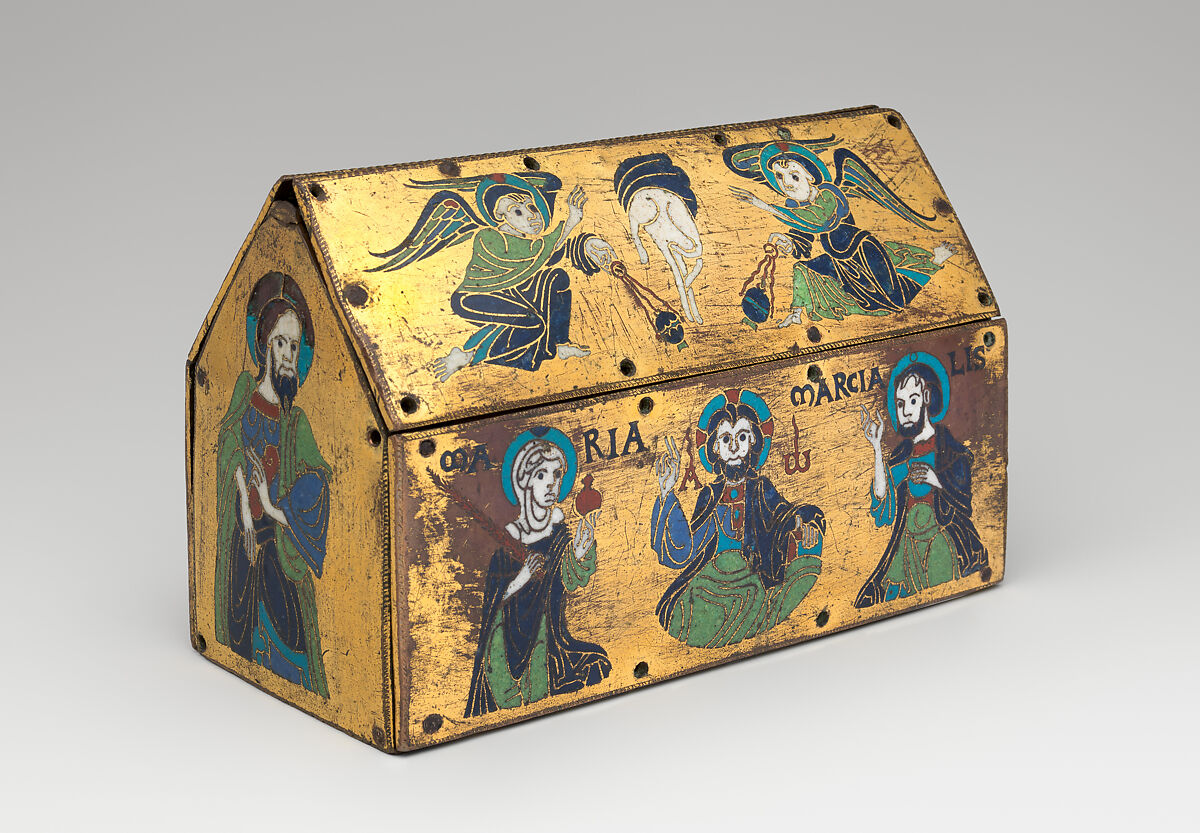 Chasse of Champagnat, Copper: engraved and gilt; champlevé enamel: blue-black, medium blue, turquoise, green, red, and white, French