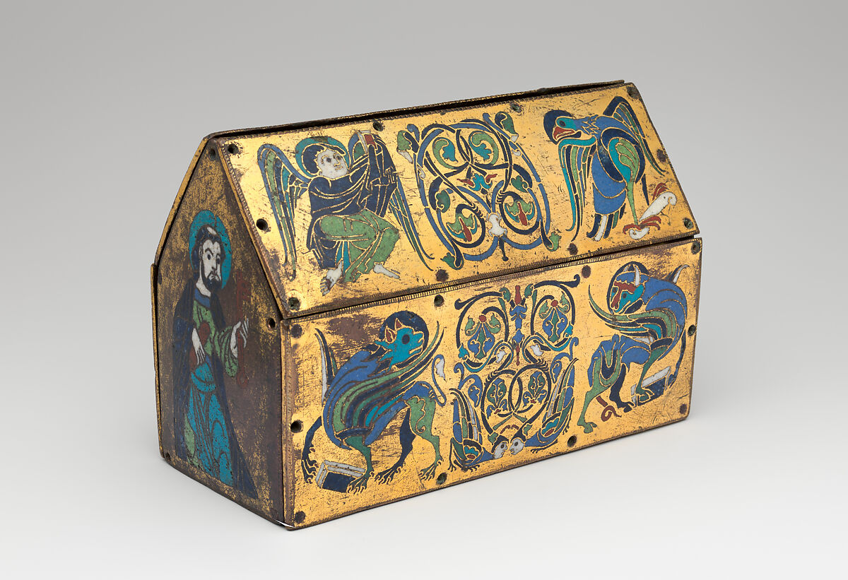 Chasse of Champagnat, Copper: engraved and gilt; champlevé enamel: blue-black, medium blue, turquoise, green, red, and white, French