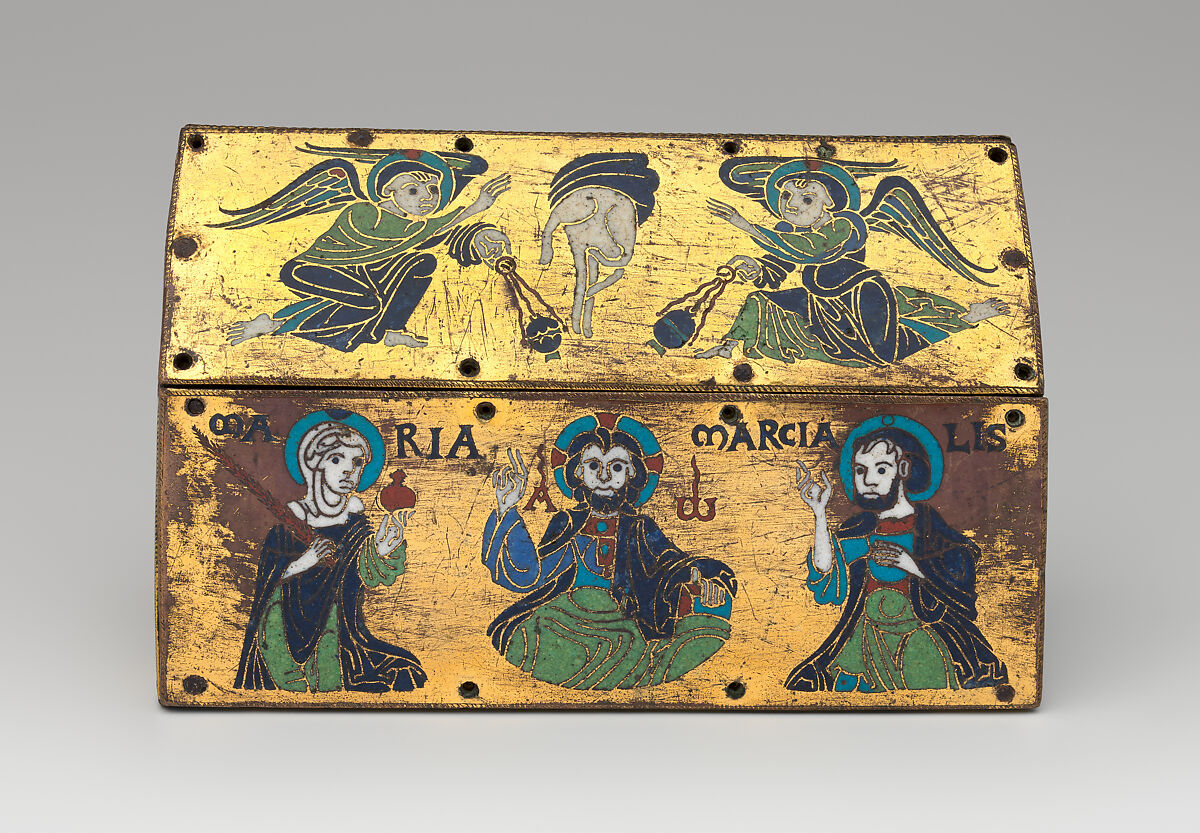 Chasse of Champagnat, Copper: engraved and gilt; champlevé enamel: blue-black, medium blue, turquoise, green, red, and white, French