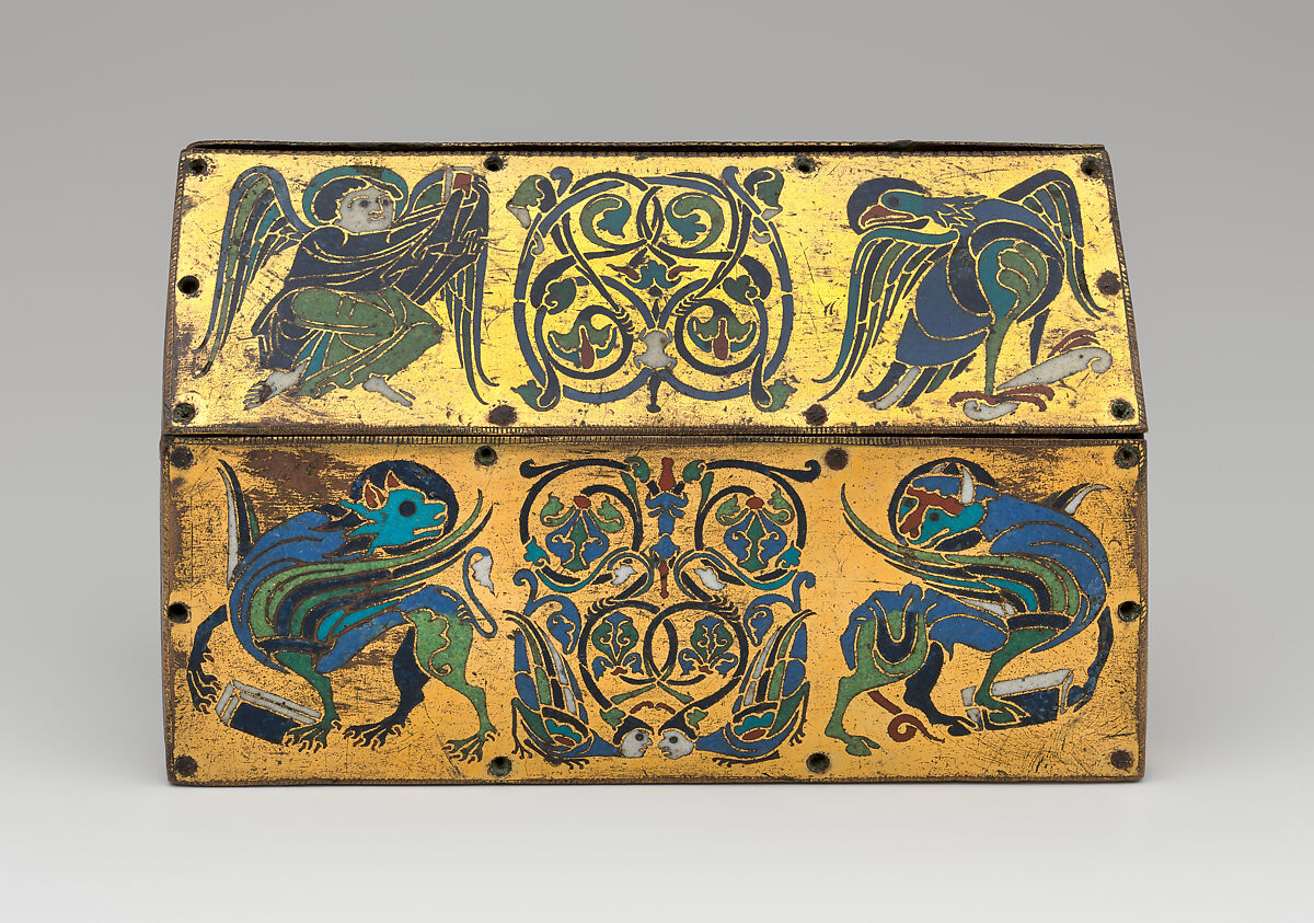 Chasse of Champagnat, Copper: engraved and gilt; champlevé enamel: blue-black, medium blue, turquoise, green, red, and white, French