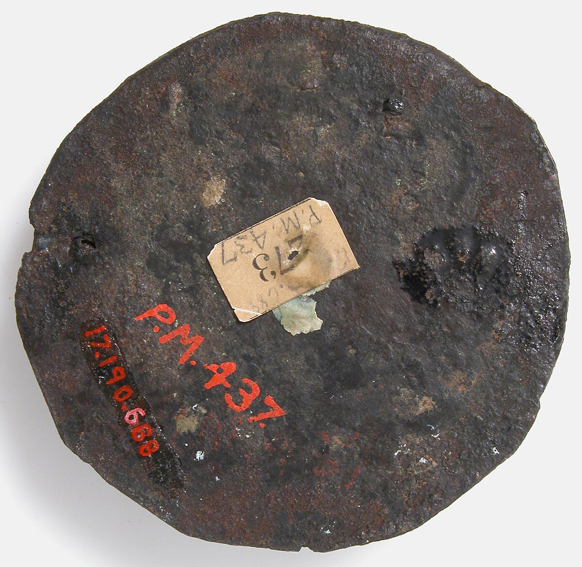 Roundel with a Personification of the Moon, Cloisonné enamel, Copper alloy, gilding,  iron back plate, Carolingian