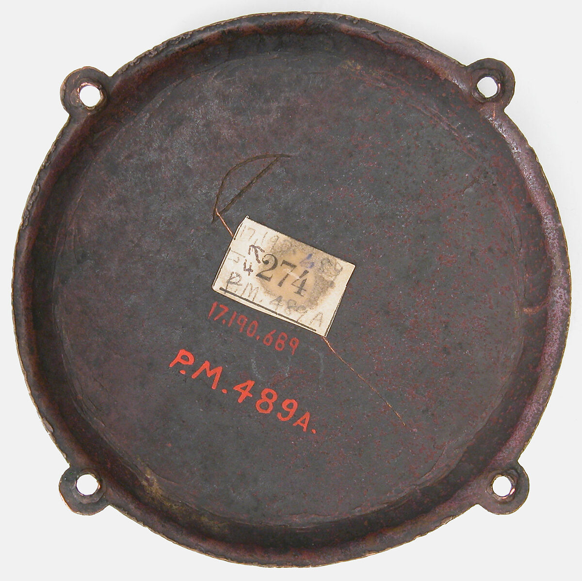 Eagle Attacking a Fish (one of five medallions from a coffret), Copper-gilt, champlevé enamel, French