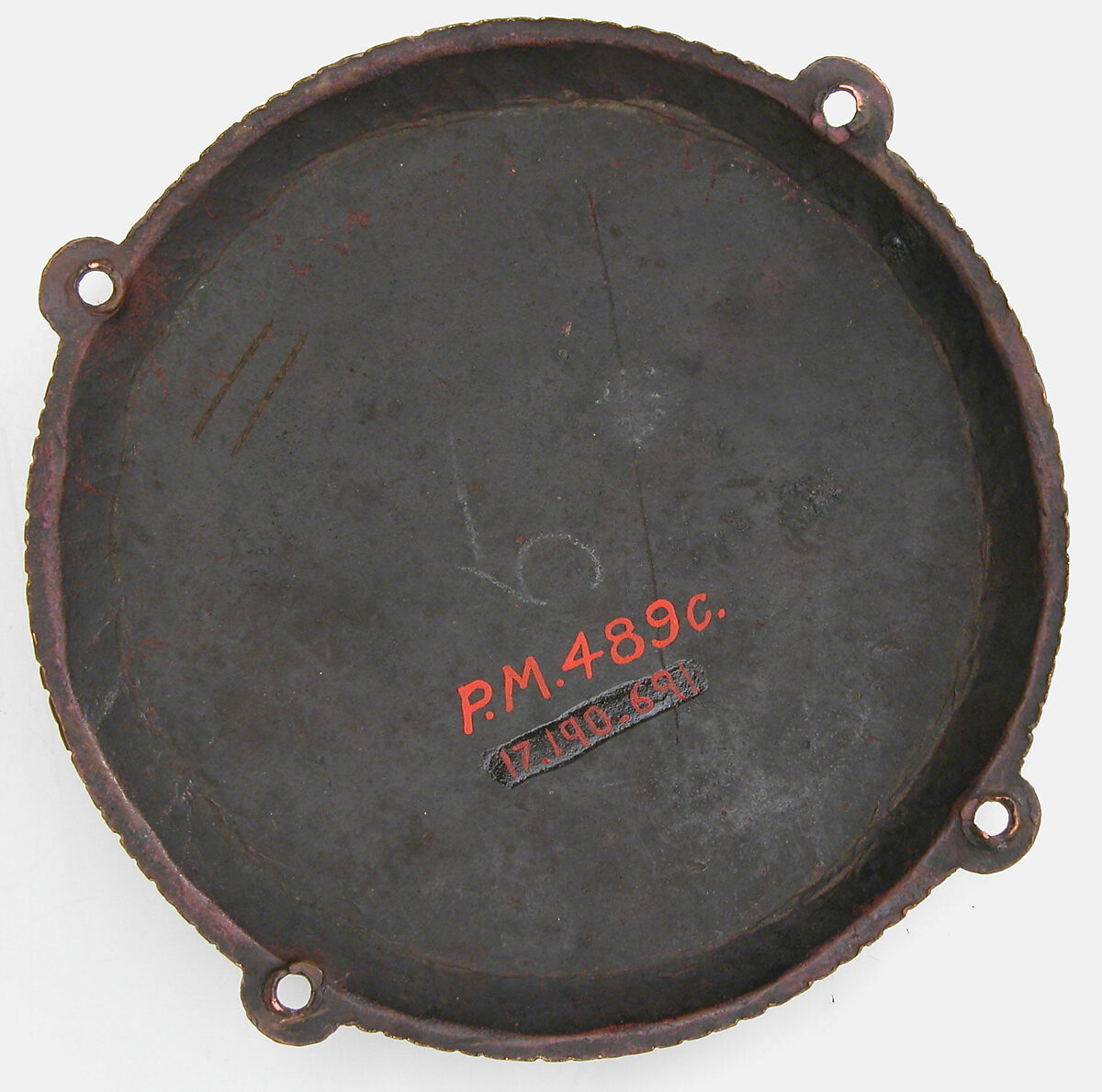 Combat Between Dragon and Dog (one of five medallions from a coffret), Copper-gilt, champlevé enamel, French