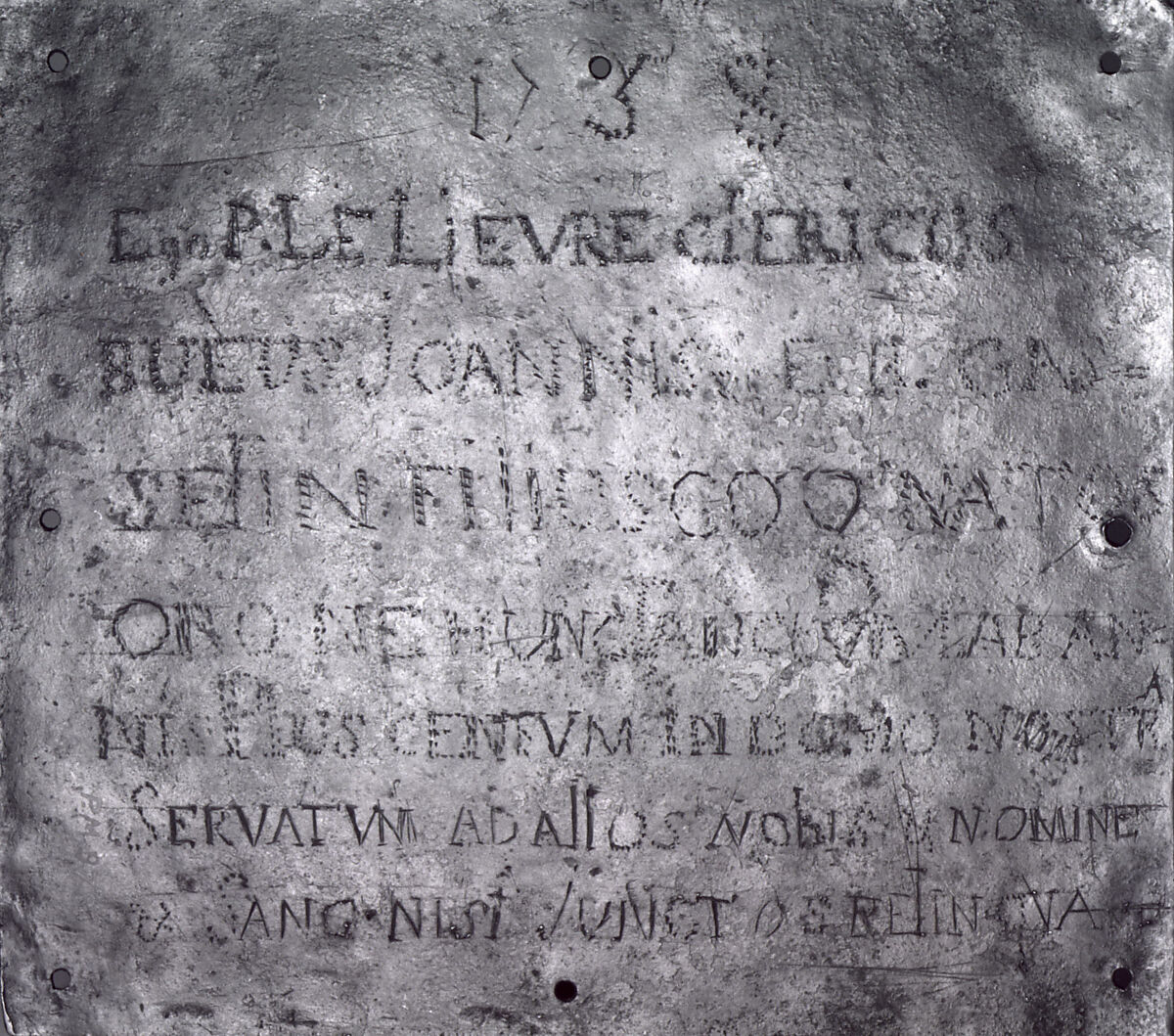 Plaque with Saint William of Bourges, Copper: engraved and gilt: champlevé enamel: dark blue, turquoise, medium green, yellow, red, and white, French