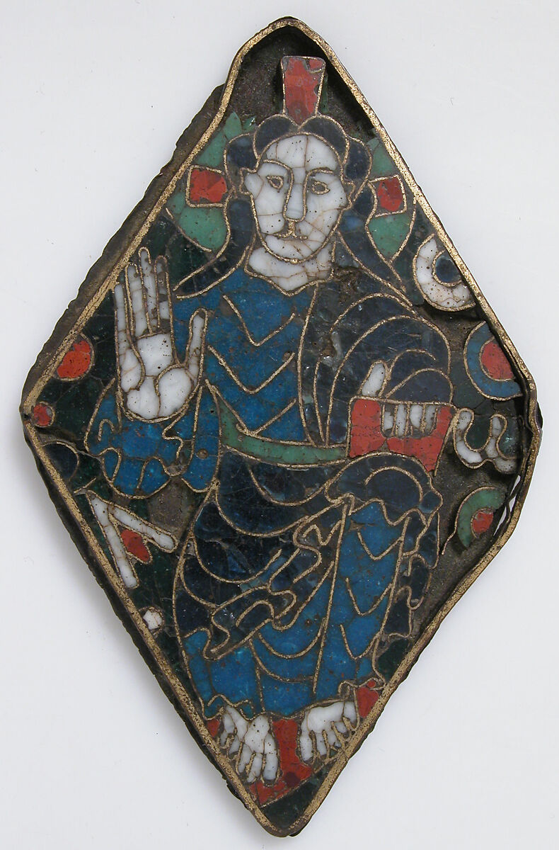 Plaque with Christ in Majesty, Cloisonné enamel on gilded copper alloy, South French 