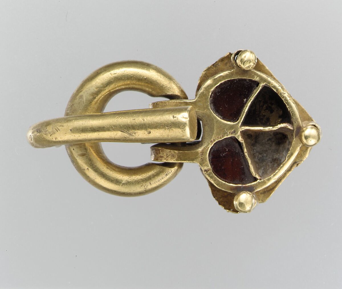 Shoe Buckle, Gold with garnets, Hunnic or Frankish