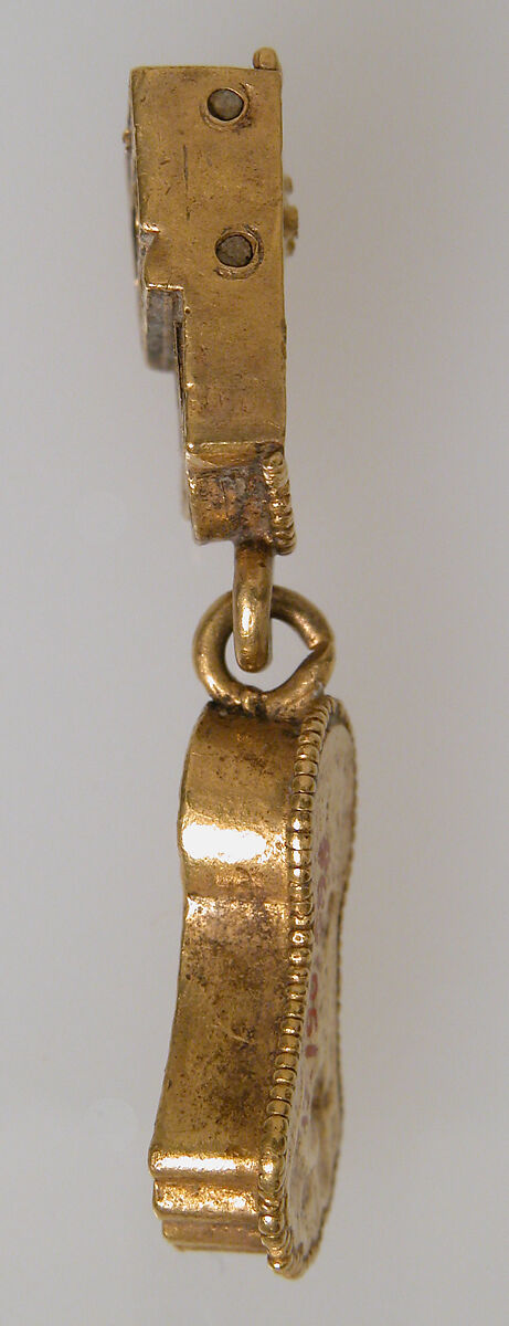 Collar Pendant, Gold - sheet; cells - garnets (patterned foil), glass (green); wire - beaded.  Suspension Loops: gold - rod., Ostrogothic