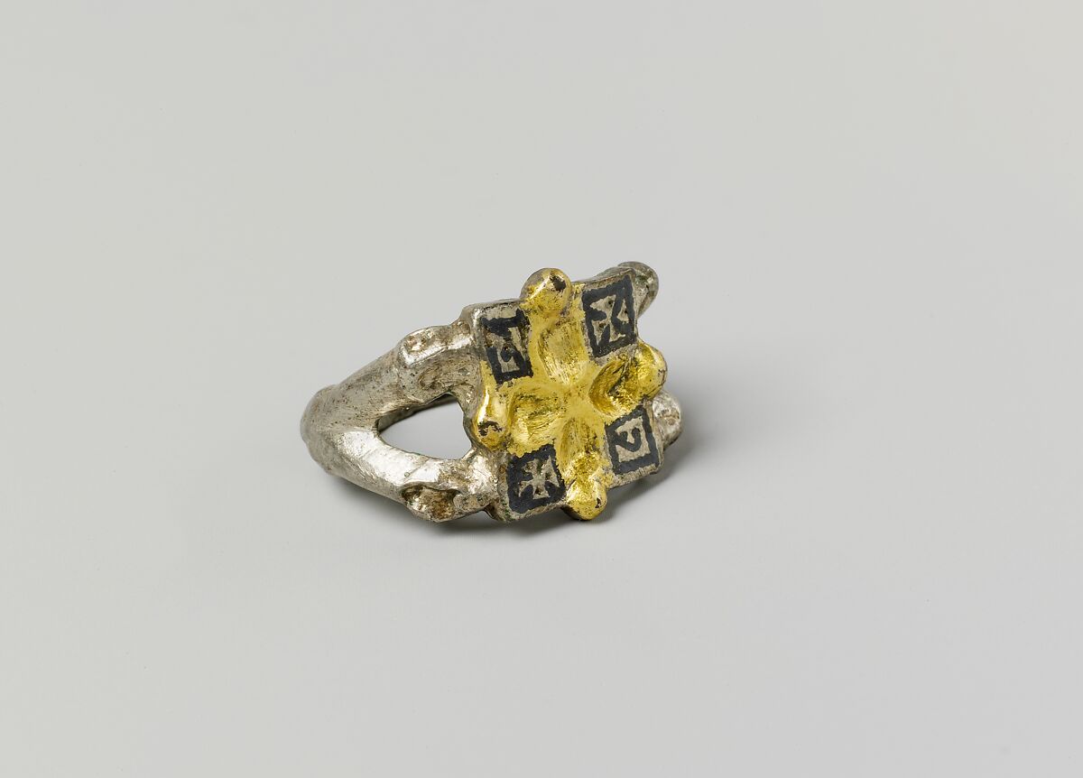 Finger Ring, Silver, partial-gilt, niello, Kyivan Rus’ 