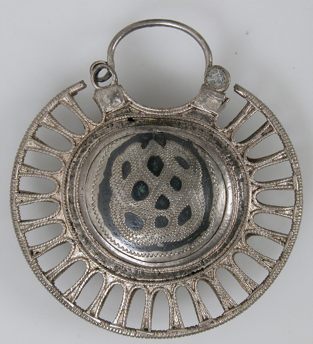 Temple Pendant with Filigree Border, Silver, niello, Kyivan Rus’