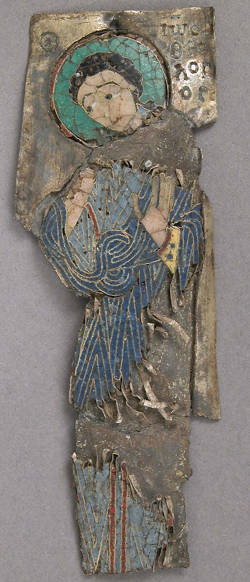 Plaque of St. John, Cloisonné enamel, silver gilt, Byzantine 
