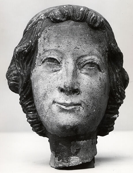 Angel's Head, Stone, with traces of paint and gilding, European