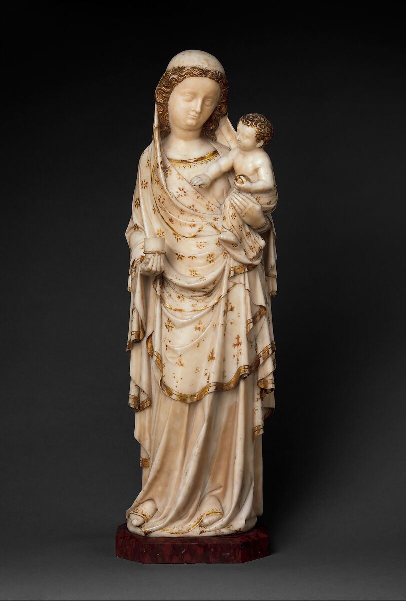 Virgin and Child, Marble, gilding, French 