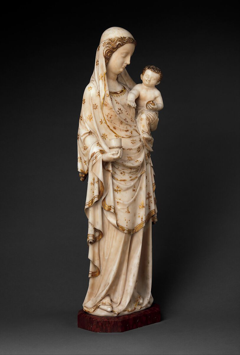 Virgin and Child, Marble, gilding, French