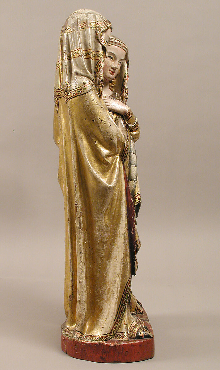 The Visitation, Attributed to Master Heinrich of Constance (German, active in Constance, ca. 1300), Walnut, paint, gilding, rock-crystal cabochons inset in gilded-silver mounts, German