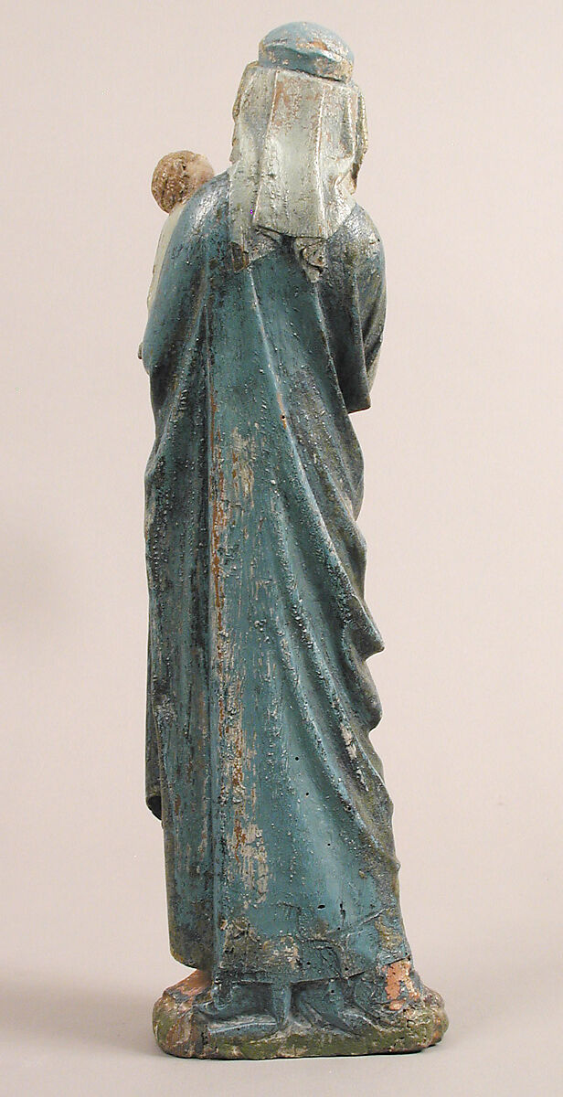 Devotional Statuette of the Virgin and Child, Oak, modern paint, French