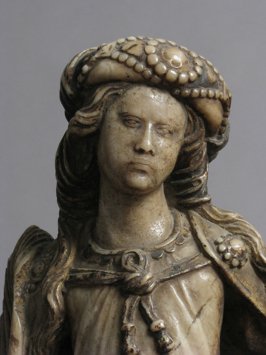 Saint Barbara, School of Troyes, Marble, trace of polychromy and gilding, French