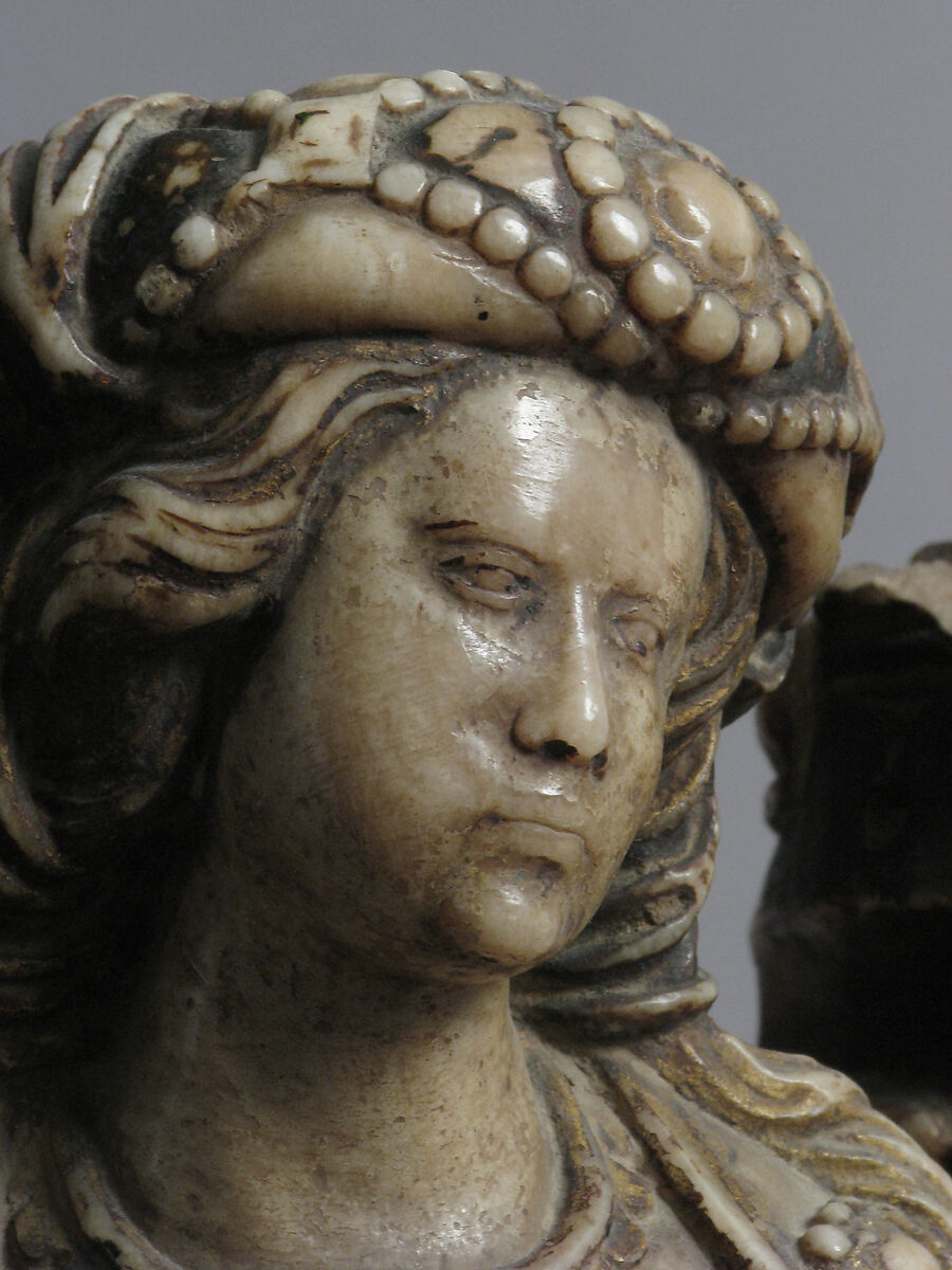 Saint Barbara, School of Troyes, Marble, trace of polychromy and gilding, French