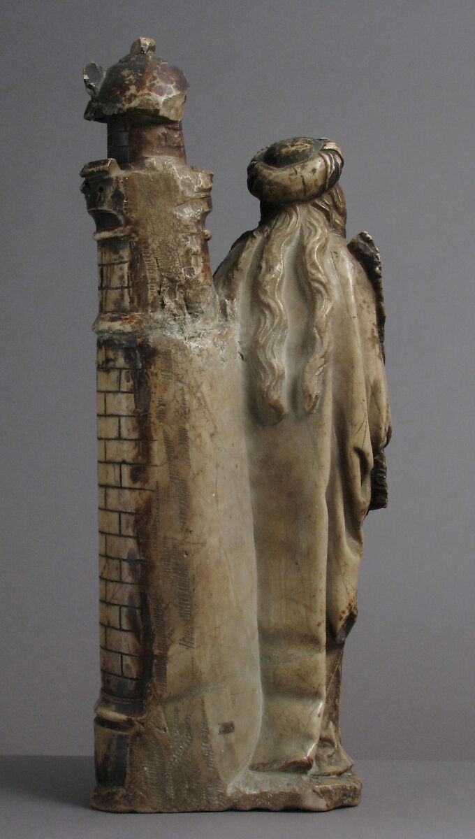 Saint Barbara, School of Troyes, Marble, trace of polychromy and gilding, French