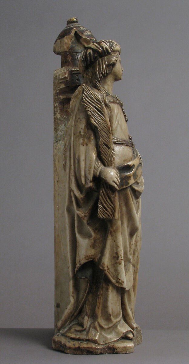 Saint Barbara, School of Troyes, Marble, trace of polychromy and gilding, French