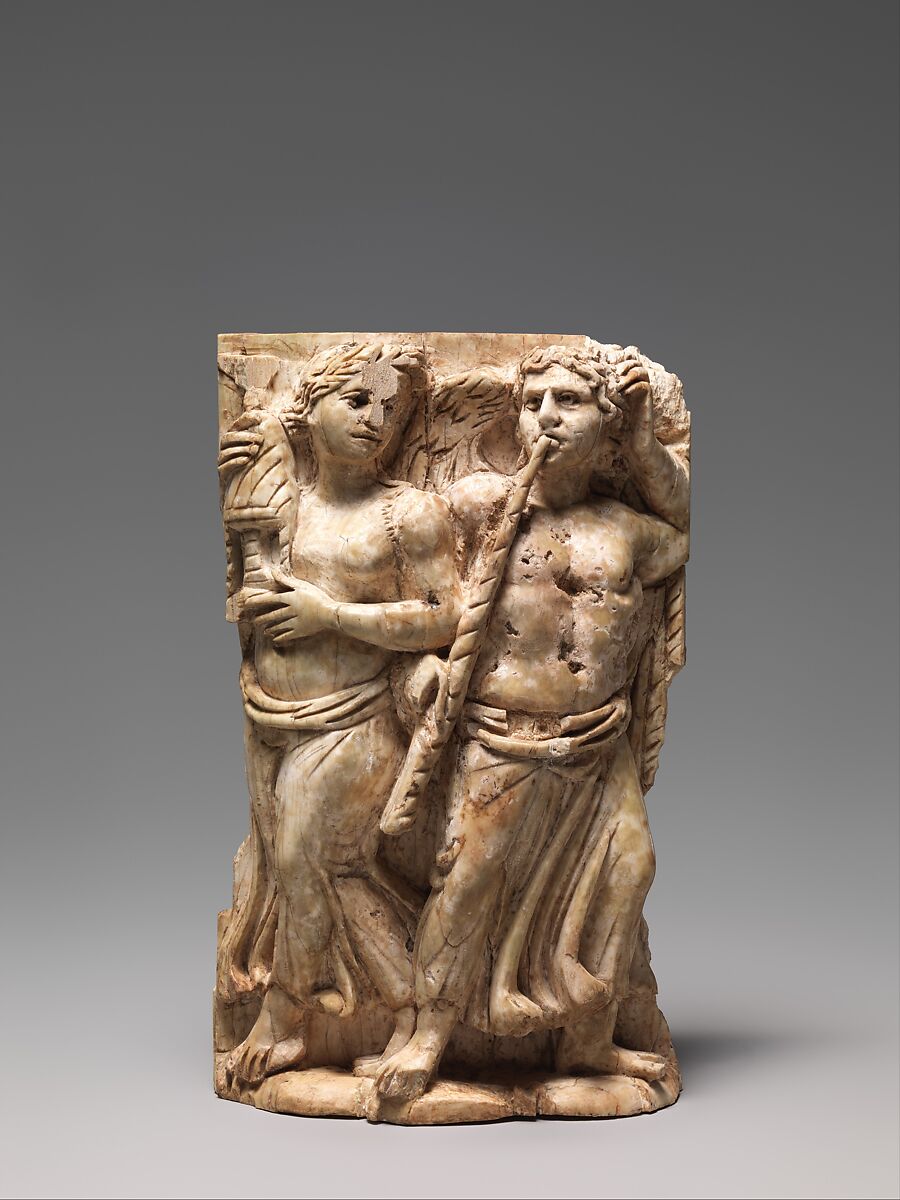 Bone Carving, Possibly of a Dionysiac Revel, Ivory, Byzantine