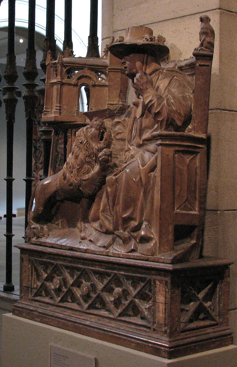 Saint Jerome at His Study, Wood, traces of paint, North Spanish