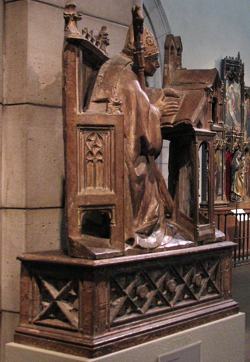 Saint Ambrose in His Study, Wood with traces of paint, North Spanish
