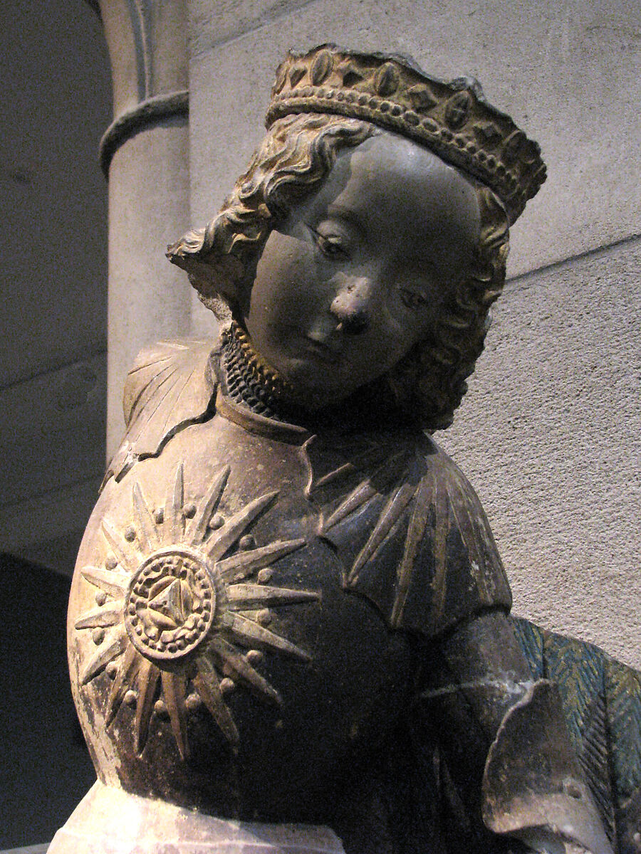 Saint Michael, Limestone, traces of paint & gilding, French