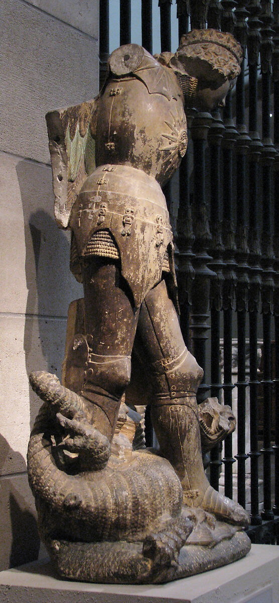 Saint Michael, Limestone, traces of paint & gilding, French