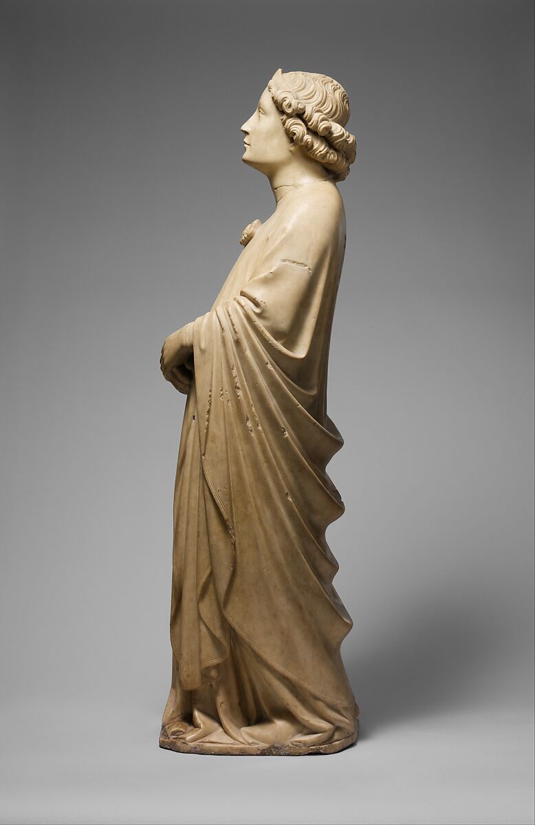 Adoring Angel, Piero di Giovanni Tedesco (Italian, died ca. 1402), Marble (Carrara marble), Central Italian