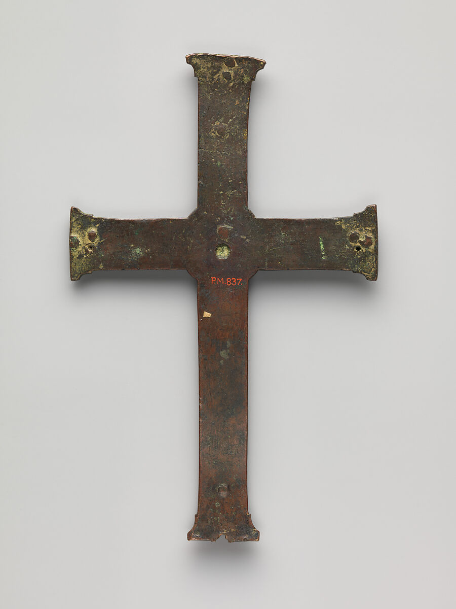 Crucifix, Champlevé enamel, copper-gilt, French