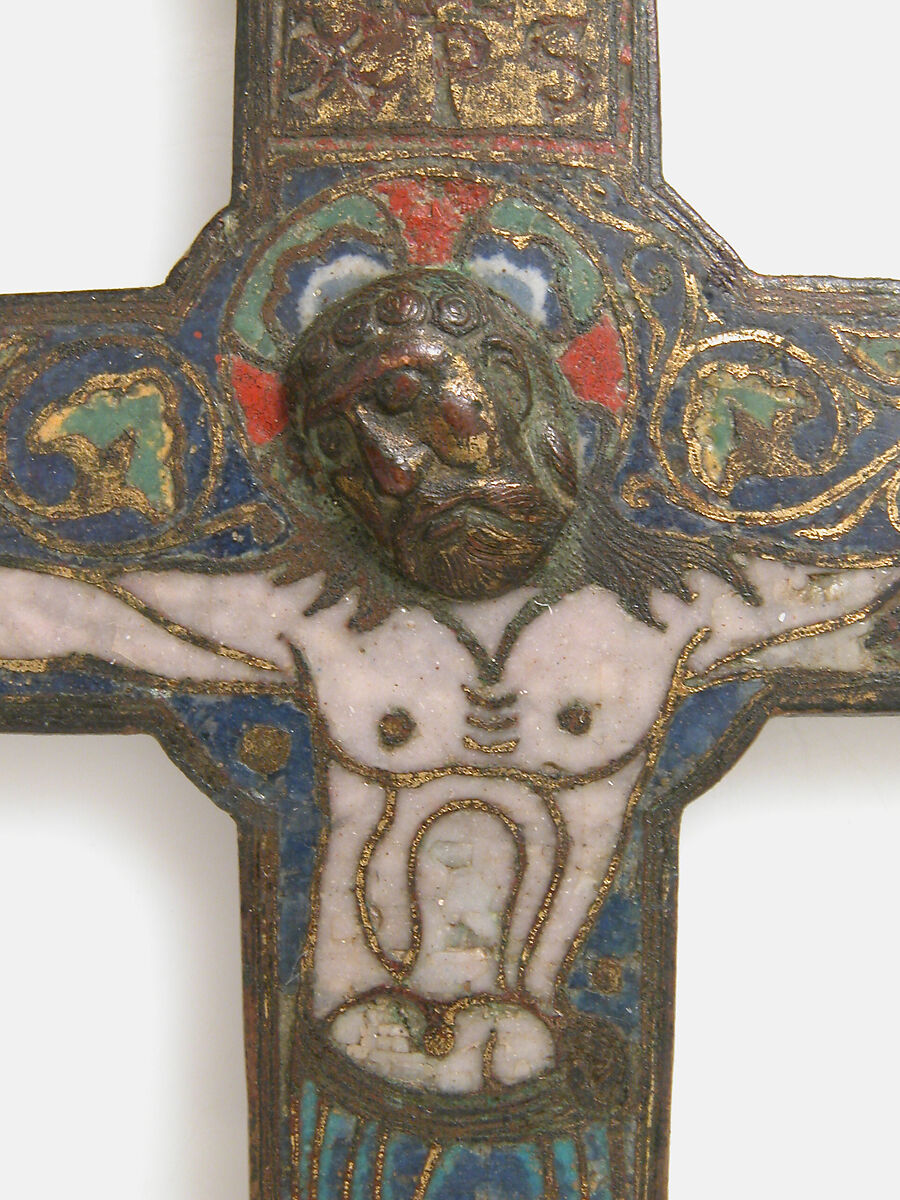 Crucifix, Champlevé enamel, copper-gilt, French