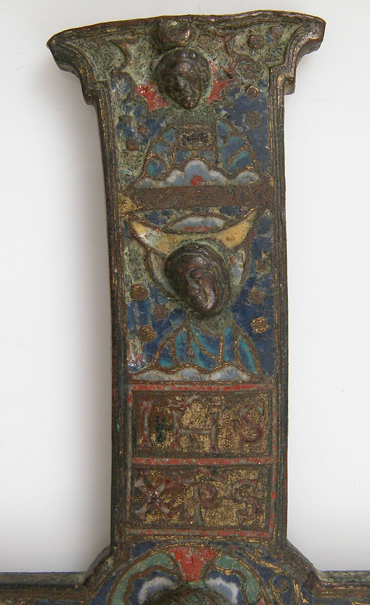 Crucifix, Champlevé enamel, copper-gilt, French
