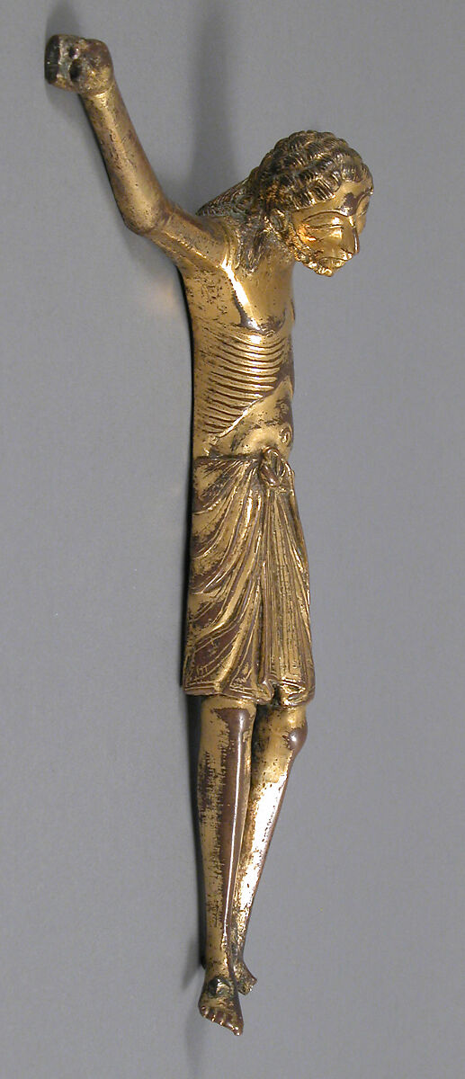 Crucified Christ, Copper alloy, cast and gilt, French or British