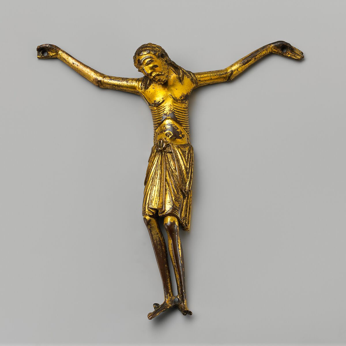 Crucified Christ, Copper alloy, cast and gilt, French or British 