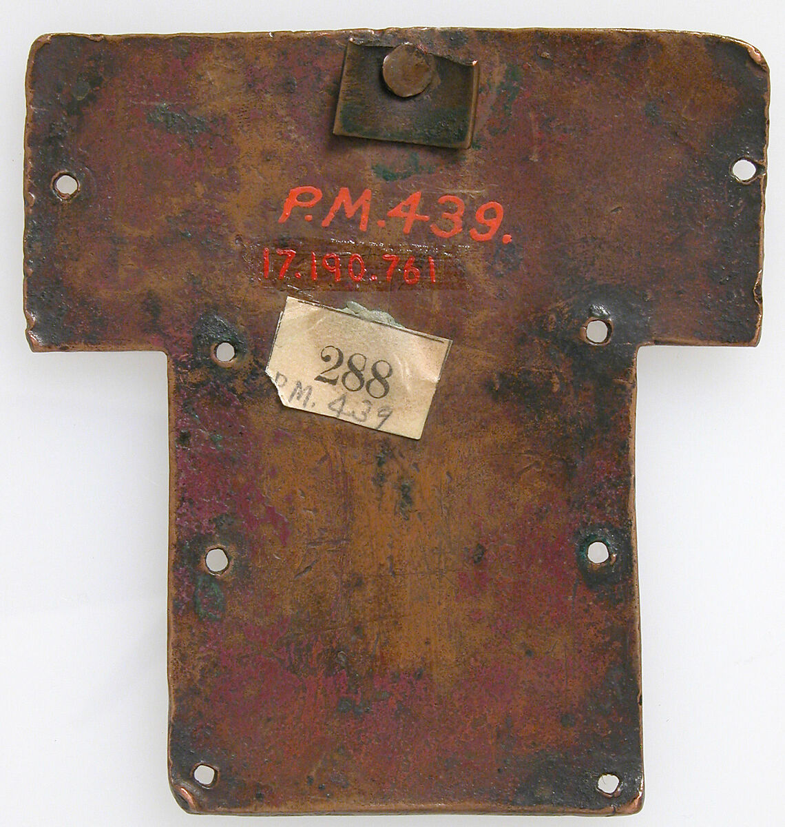 Plaque from a Cross with a Saint or Angel Holding the Host, Copper: engraved, stippled, gilt; champlevé enamel: dark and light blue, translucent dark and opaque light green, yellow, red, and white, French