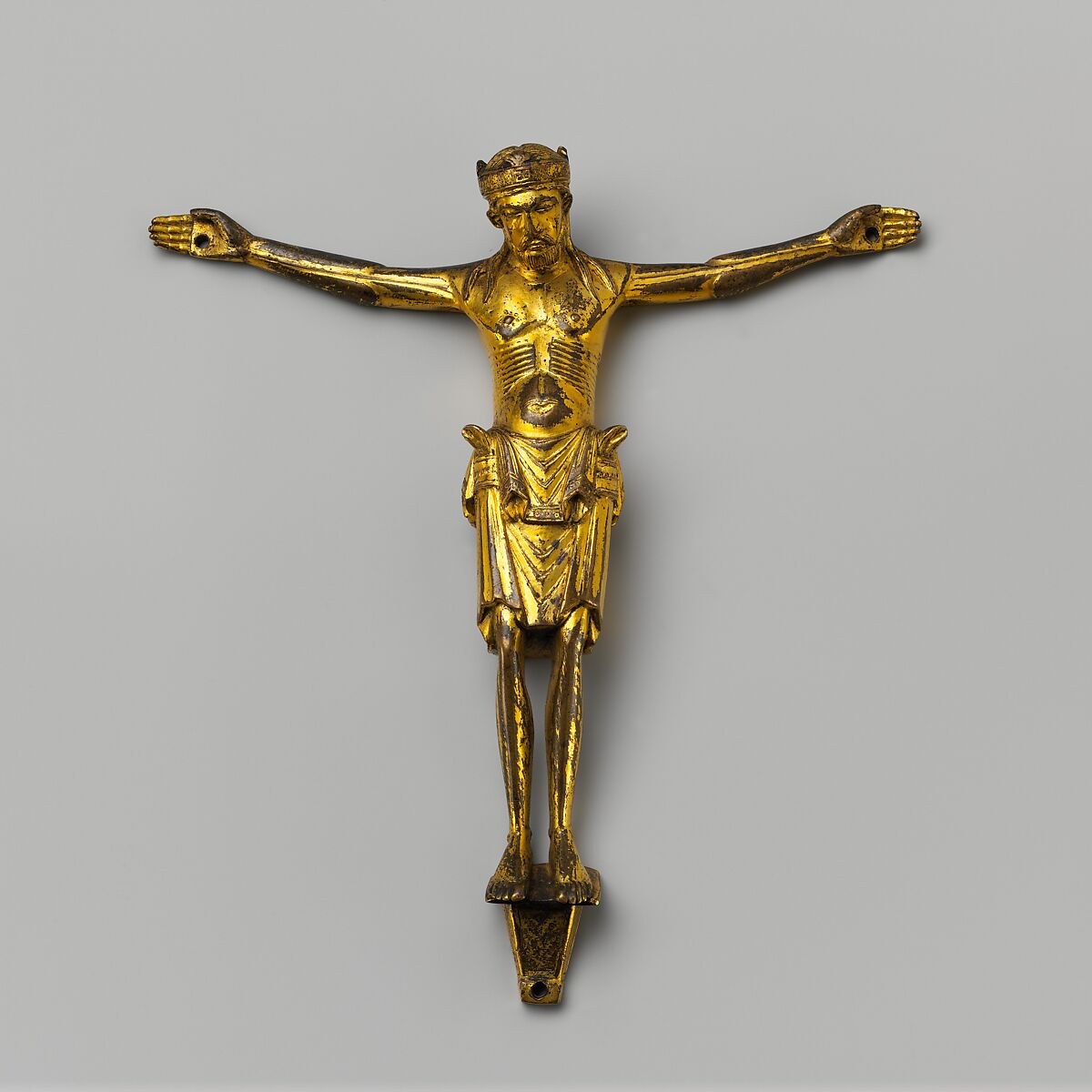 Crucified Christ, Copper alloy, gilt, French