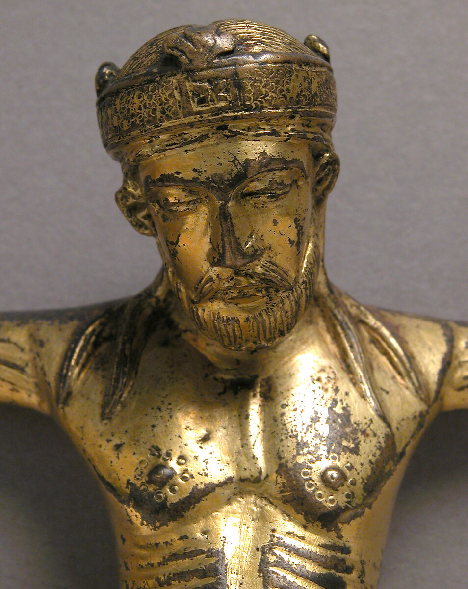 Crucified Christ, Copper alloy, gilt, French