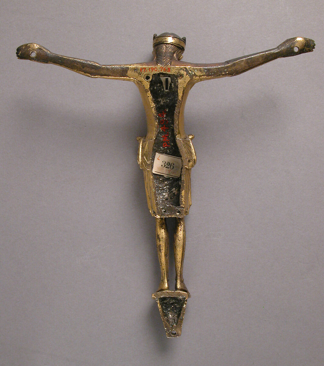 Crucified Christ, Copper alloy, gilt, French