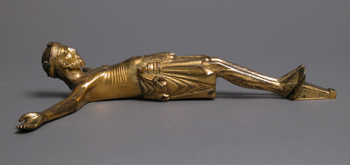 Crucified Christ, Copper alloy, gilt, French