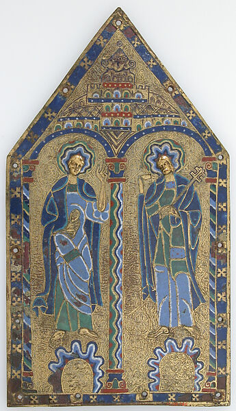Plaque from a Chasse, Champlevé enamel, copper, French 