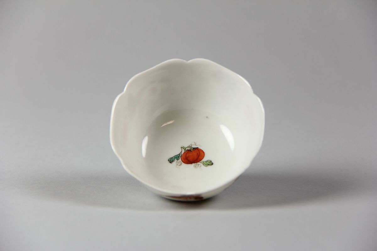 Cup with butterflies and melons, Porcelain painted in overglaze polychrome enamels (Jingdezhen ware), China