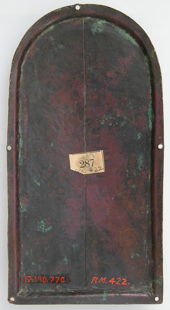 Plaque with Saint John the Evangelist, Copper (plaque): engraved and gilt; Champlevé enamel, French